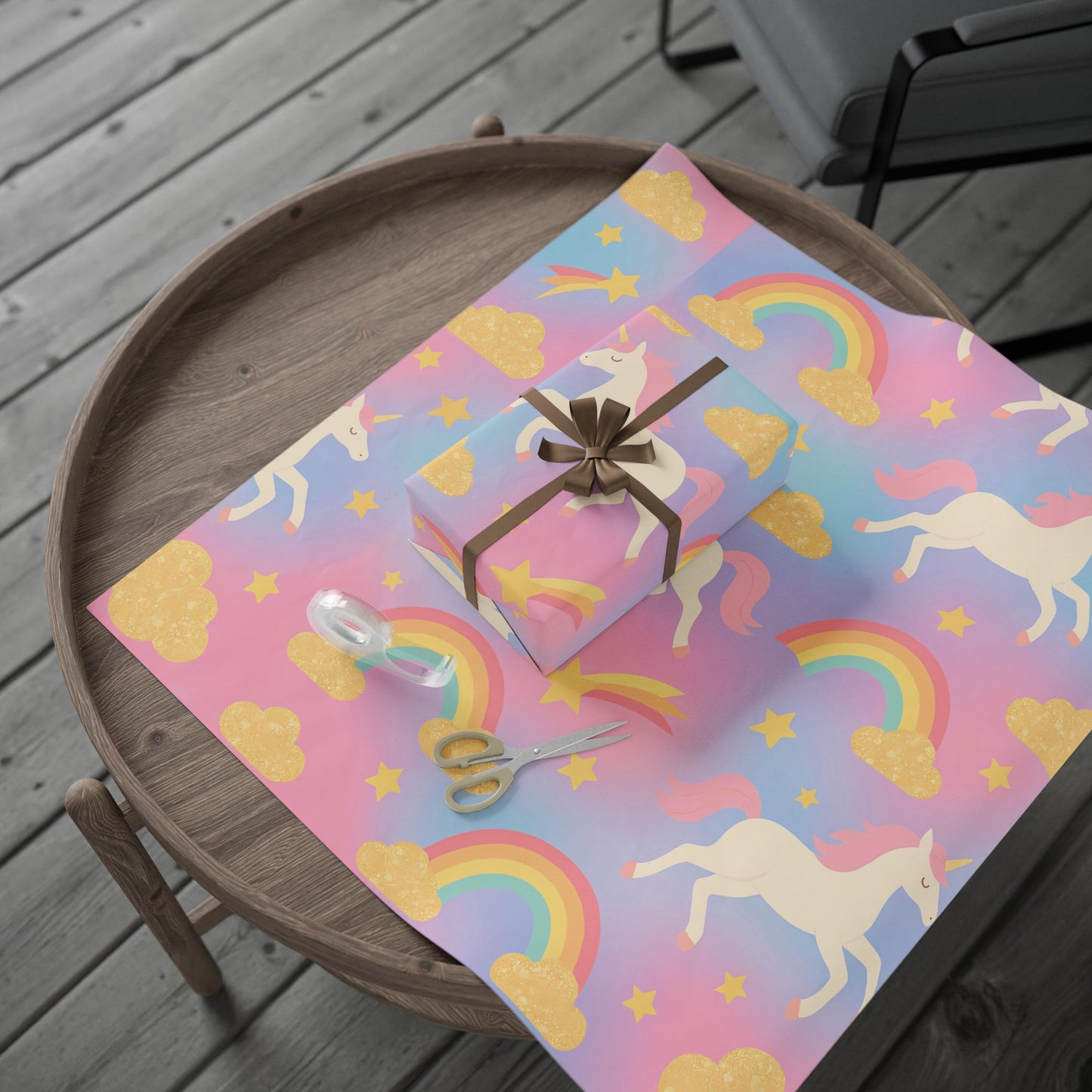 Magical Unicorn & Rainbow Wrapping Paper – Pink Pastel Fantasy Gift Wrap