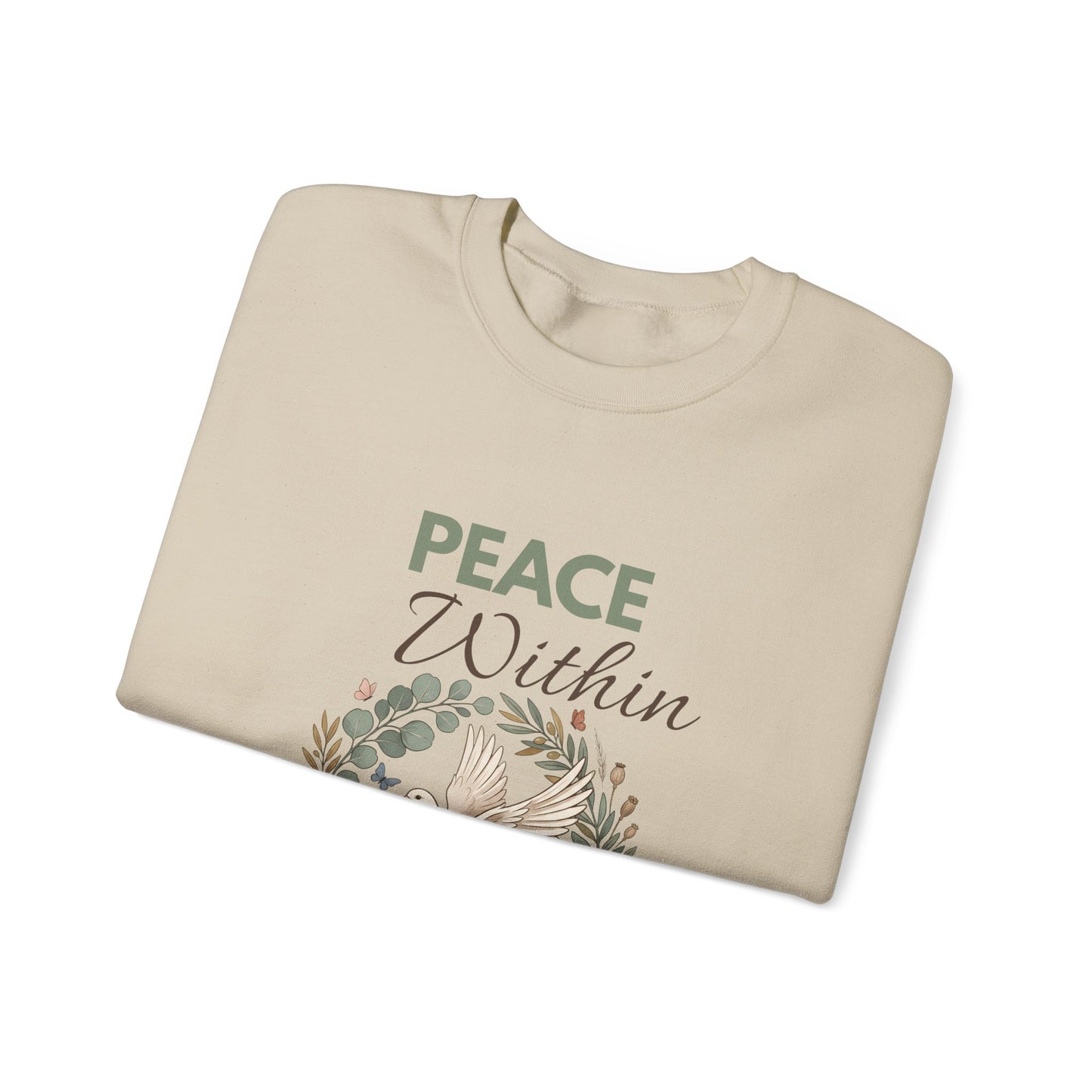 Peace Within Sweatshirt — Dove & Floral Comfort Crewneck