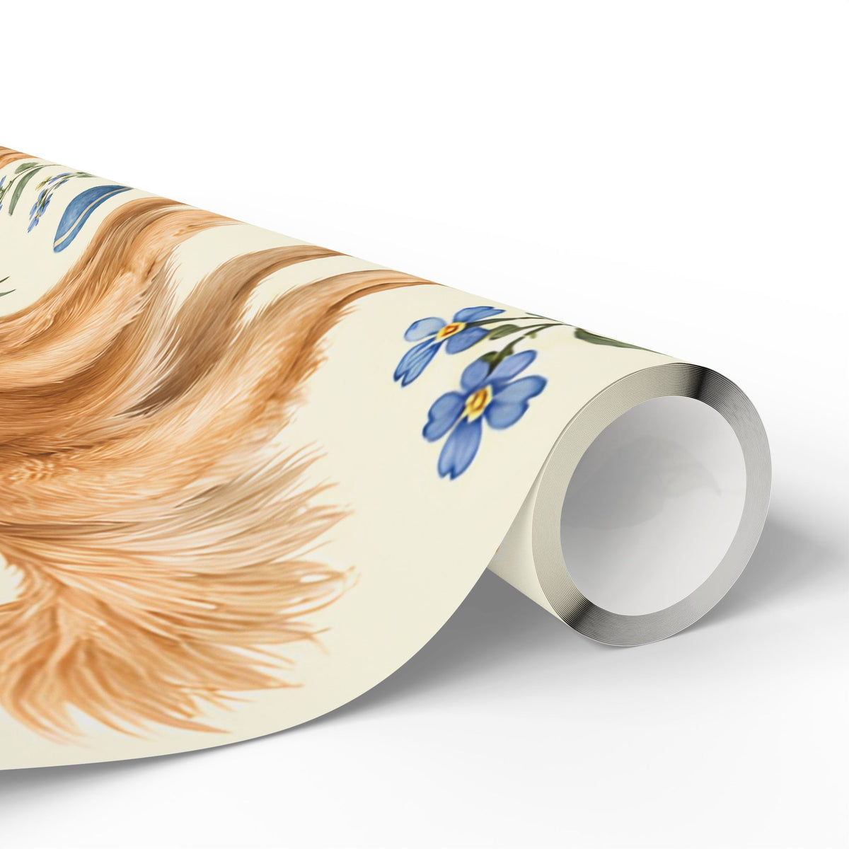 Dog Floral Wrapping Paper — Golden Retriever Gift Wrap (Floral Pattern)