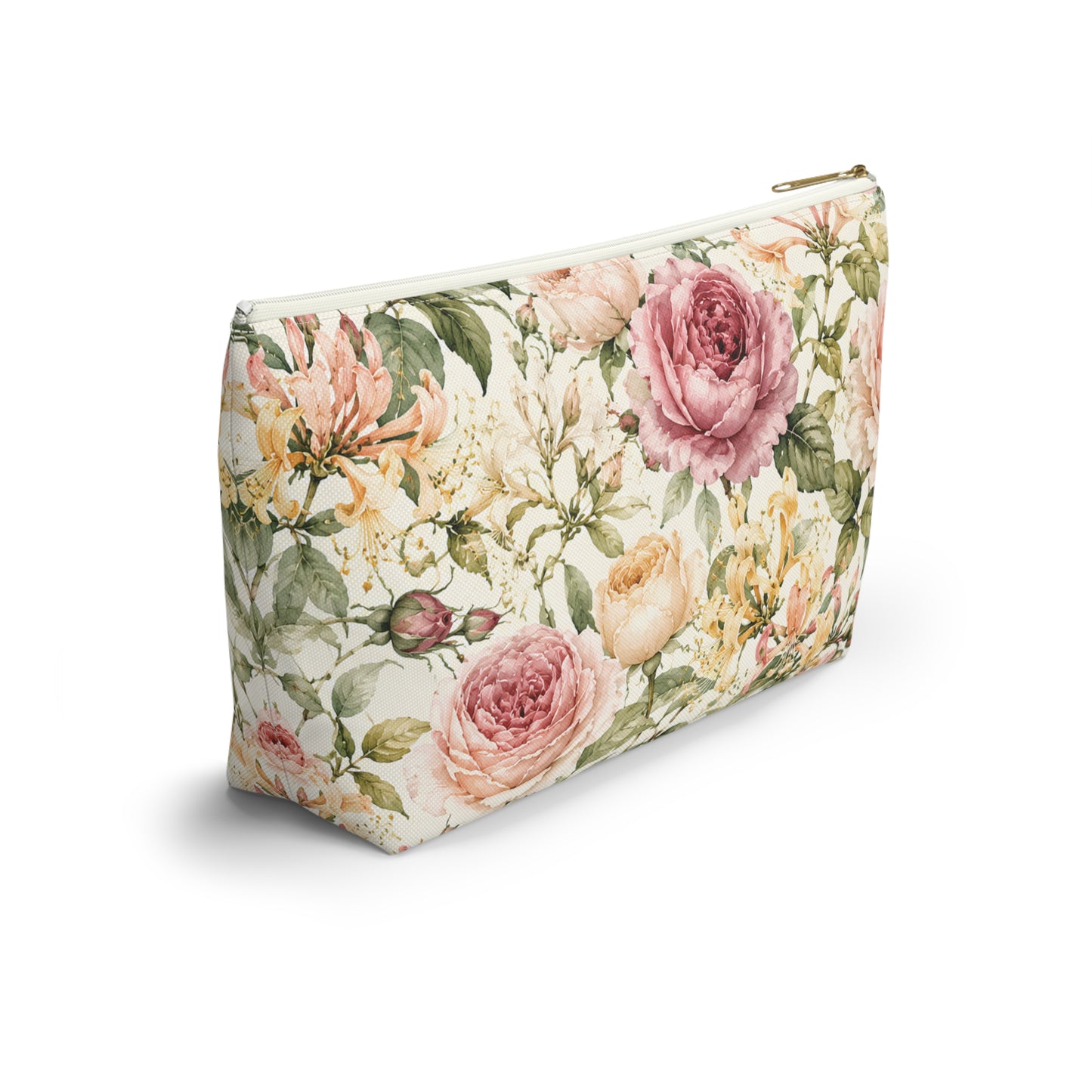 Floral Rose Accessory Pouch — Vintage Garden Makeup Bag