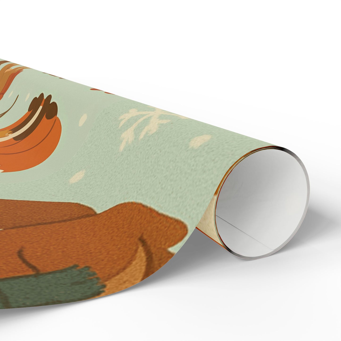 Woodland Winter Friends Wrapping Paper – Fox, Deer, Owl & Squirrel in Cozy Scarves