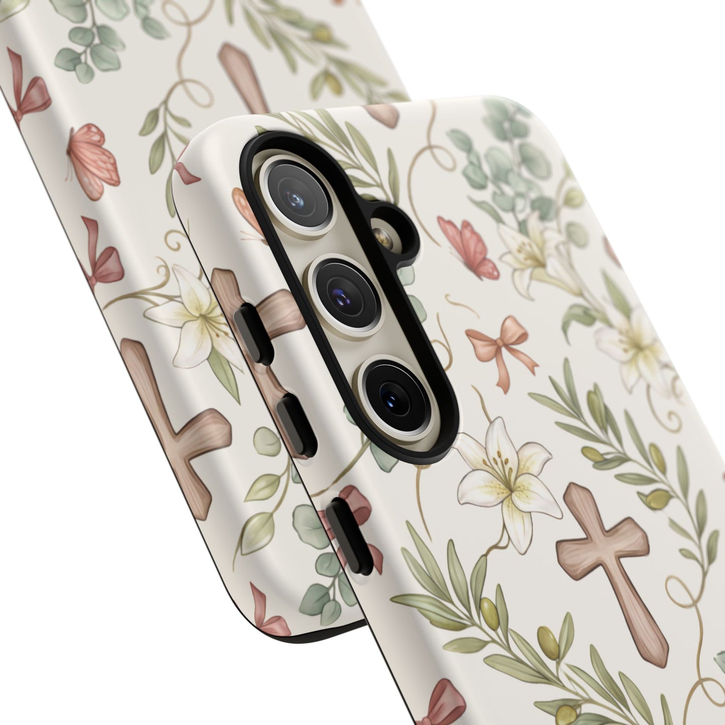 Floral Cross Tough Phone Case – Faith-Inspired Protective iPhone Cover