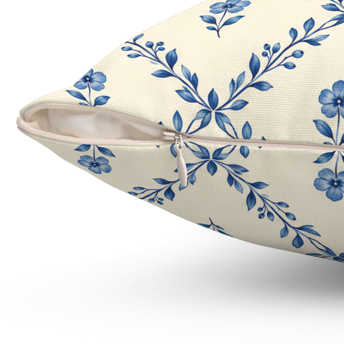 Blue Floral Lattice Decorative Pillow