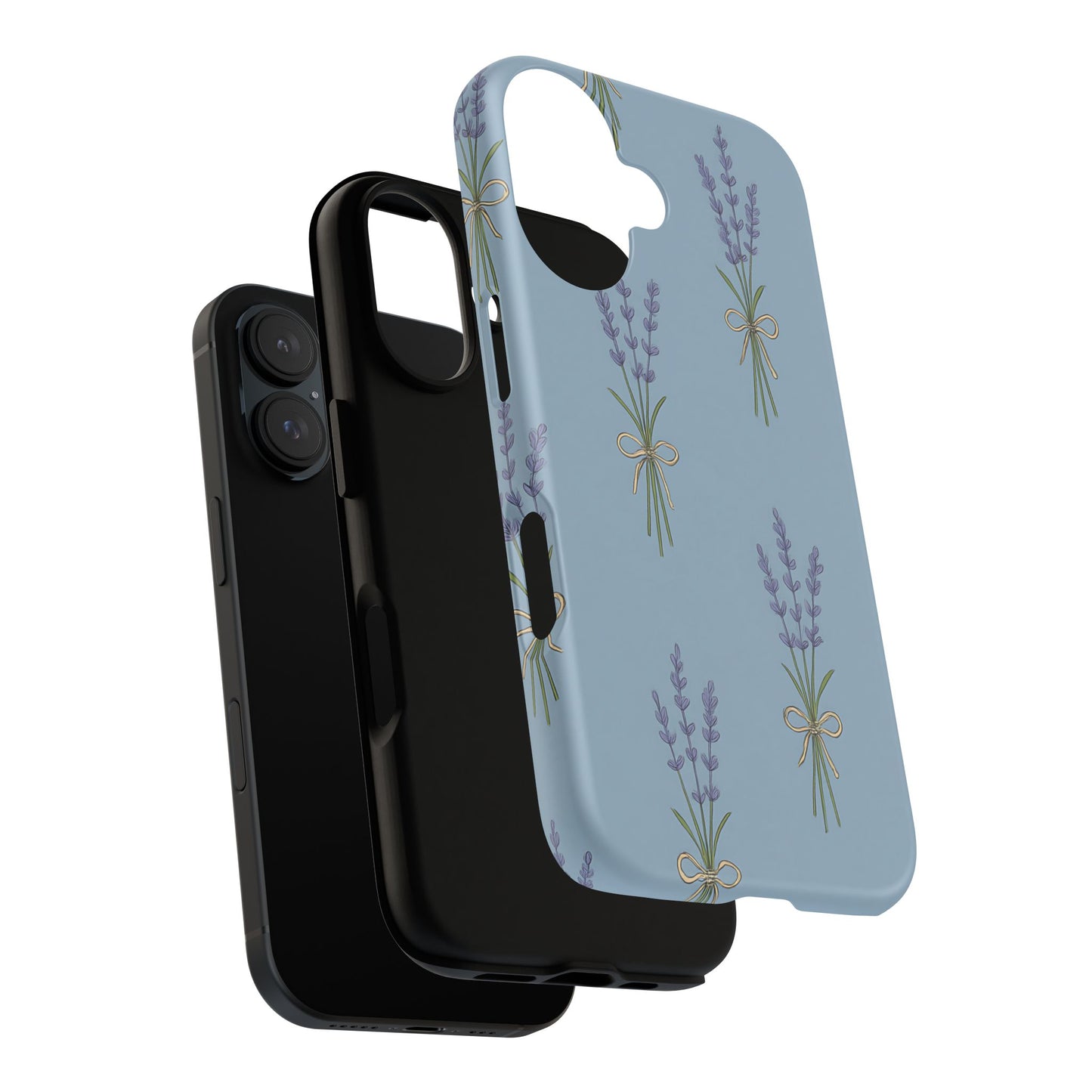 Lavender Bundle Phone Case – Blue Botanical Floral Print with 3D Wrap Design