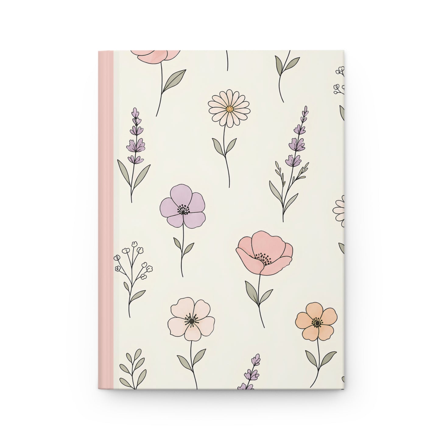 Floral Meadow Hardcover Journal — Pastel Wildflower Notebook for Notes & Gratitude