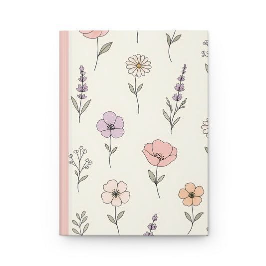 Floral Meadow Hardcover Journal — Pastel Wildflower Notebook for Notes & Gratitude