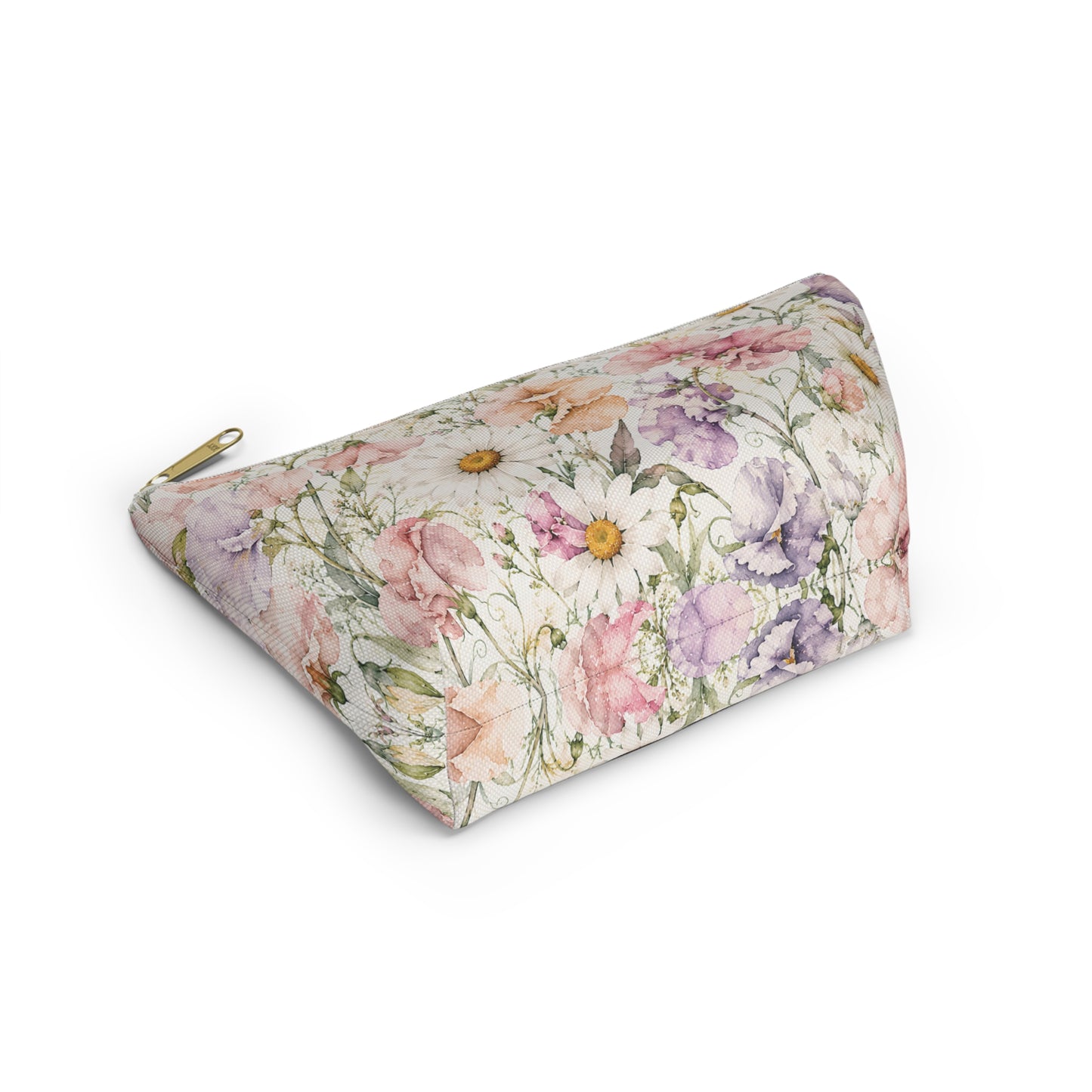 Floral Meadow Accessory Pouch — Watercolor Wildflower Cosmetic Bag