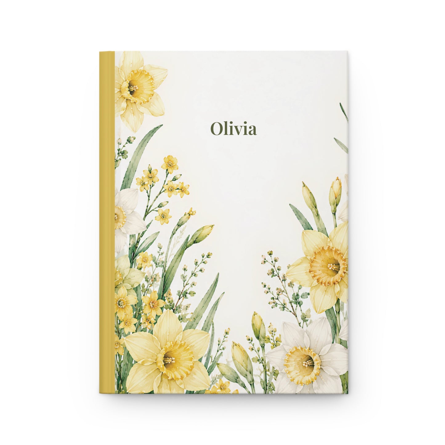 Daffodil Floral Hardcover Journal — Personalized Name Notebook