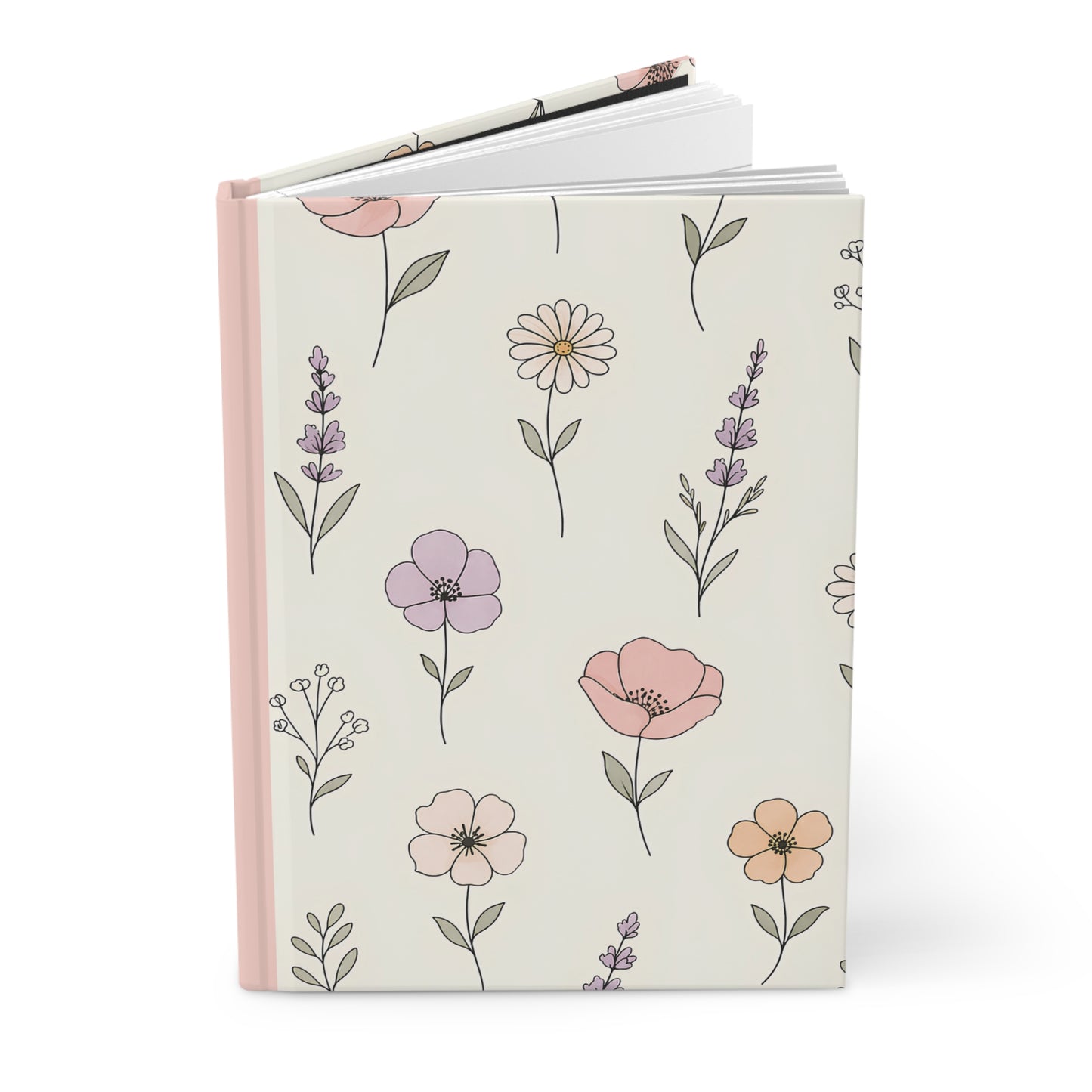 Floral Meadow Hardcover Journal — Pastel Wildflower Notebook for Notes & Gratitude