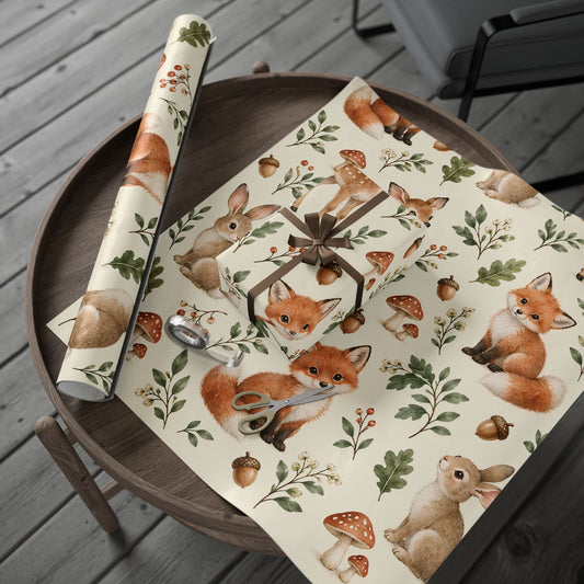 Fox & Foliage Wrapping Paper Roll — Autumn Woodland Gift Wrap