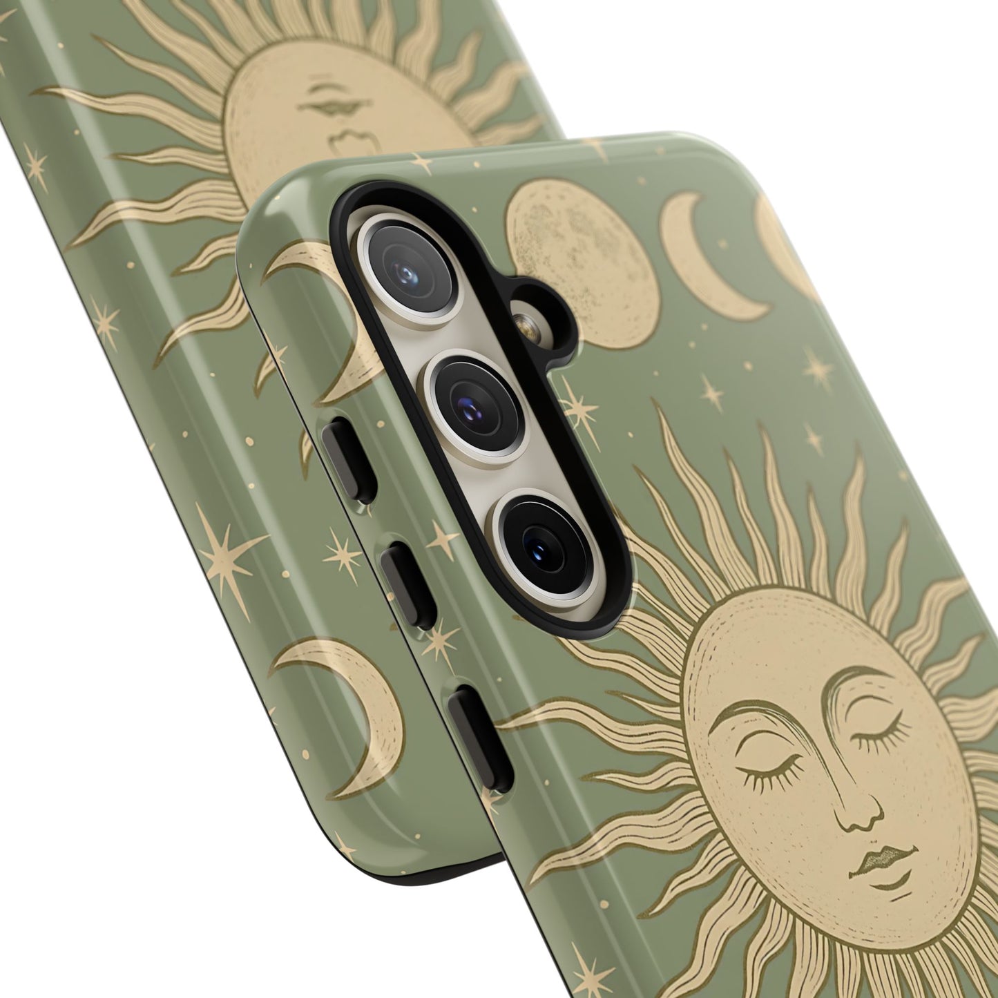 Boho Sun and Moon Phone Case – Protective Aesthetic Case with Wireless Charging Compatibility