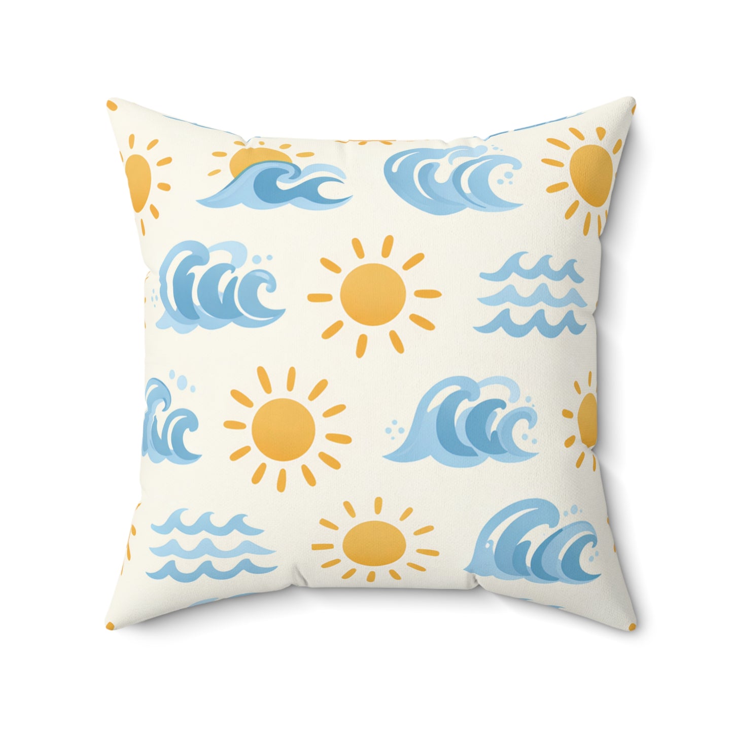 Sun & Waves Beach Pattern Square Pillow