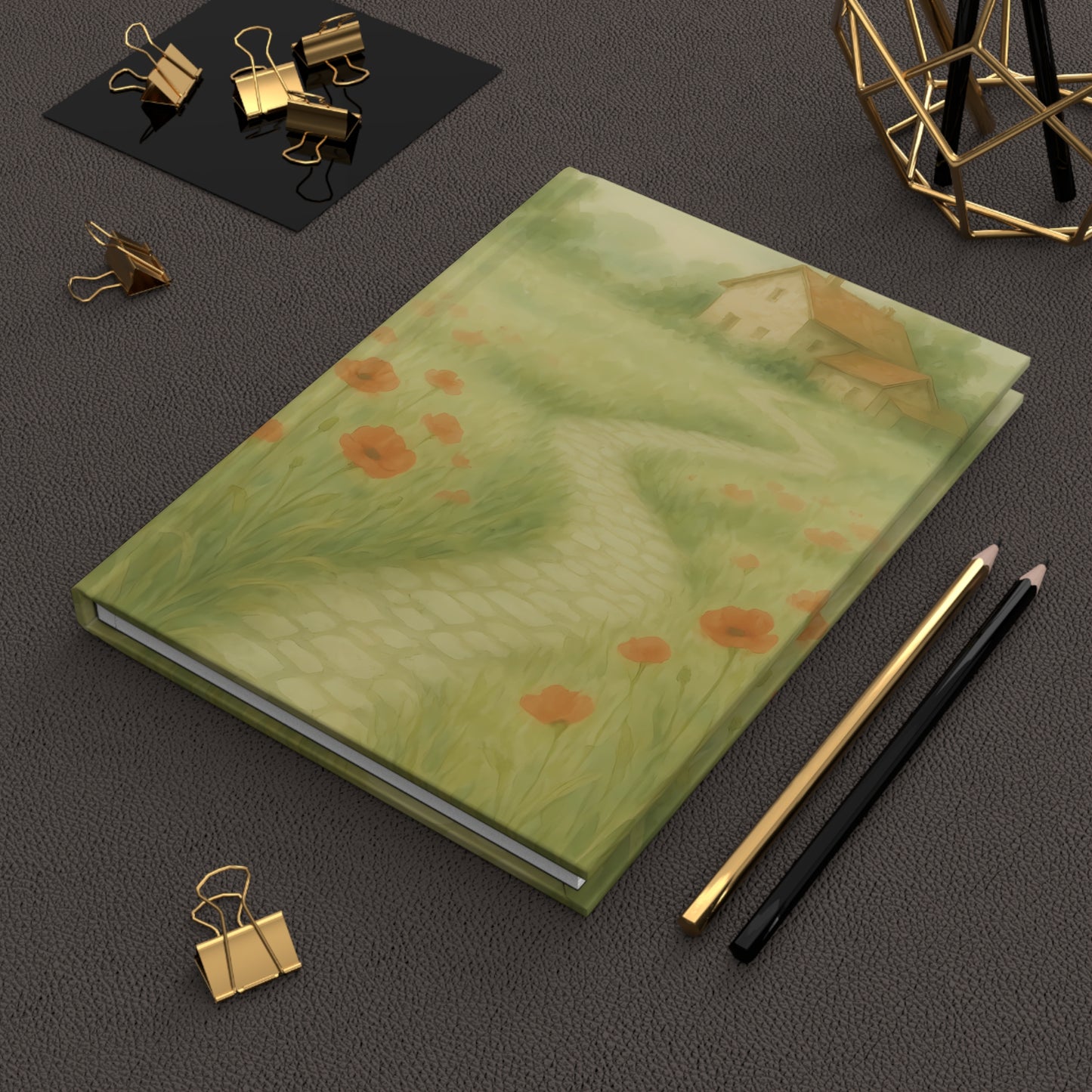 Poppy Path Journal – Rustic Cottage & Cobblestone Trail Hardcover Notebook