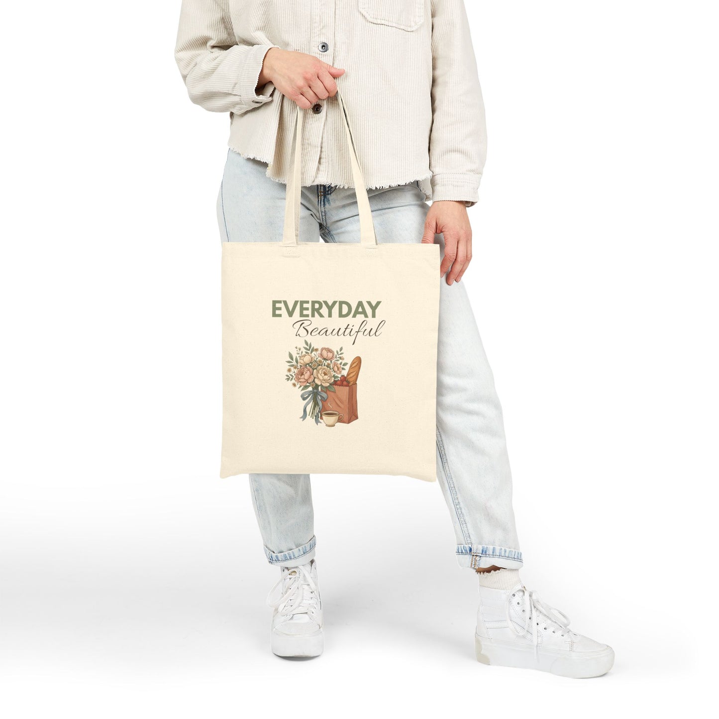 Everyday Beautiful Canvas Tote Bag — Floral Bouquet & Chair Eco Shopper