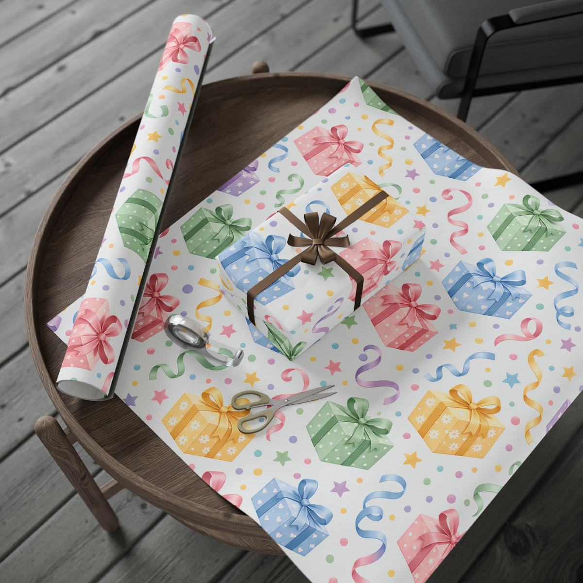 Birthday Confetti Gift Wrap — Colorful Party Wrapping Paper Roll