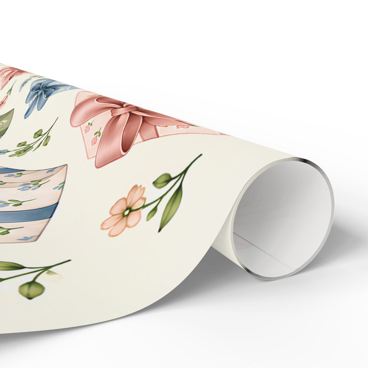 Floral Gift Wrap Roll — Pastel Presents & Bows Wrapping Paper