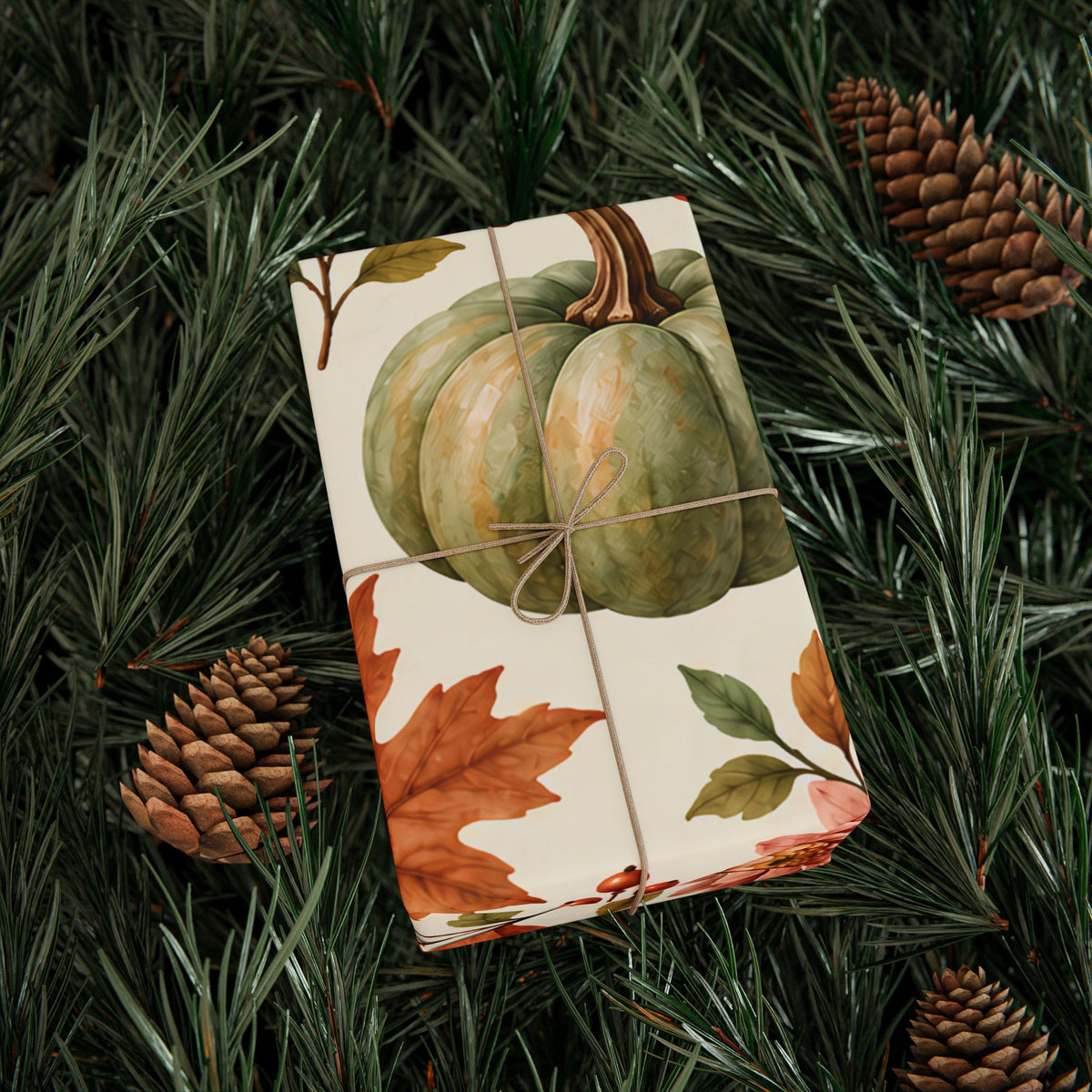 Autumn Pumpkin Wrapping Paper Roll — Fall Harvest Gift Wrap