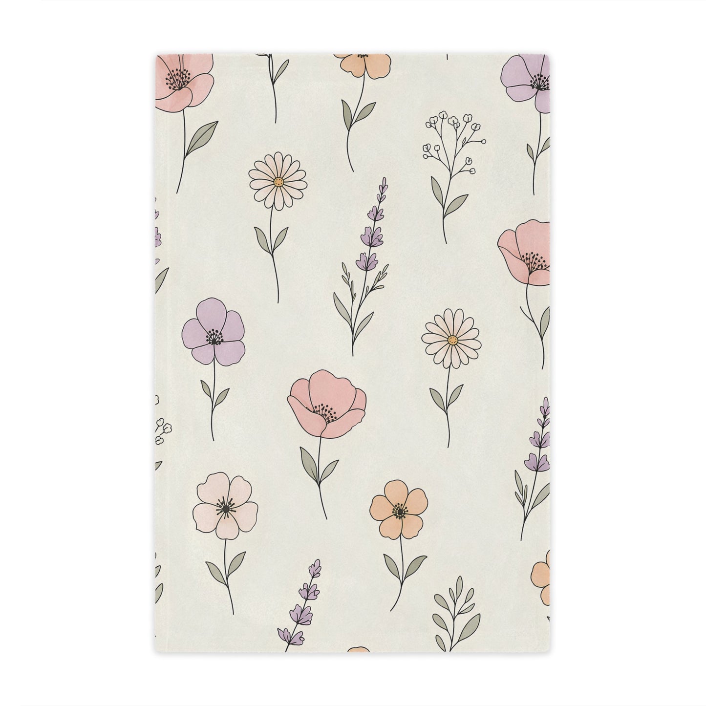 Floral Meadow Minky Blanket – Soft Pastel Wildflower Throw