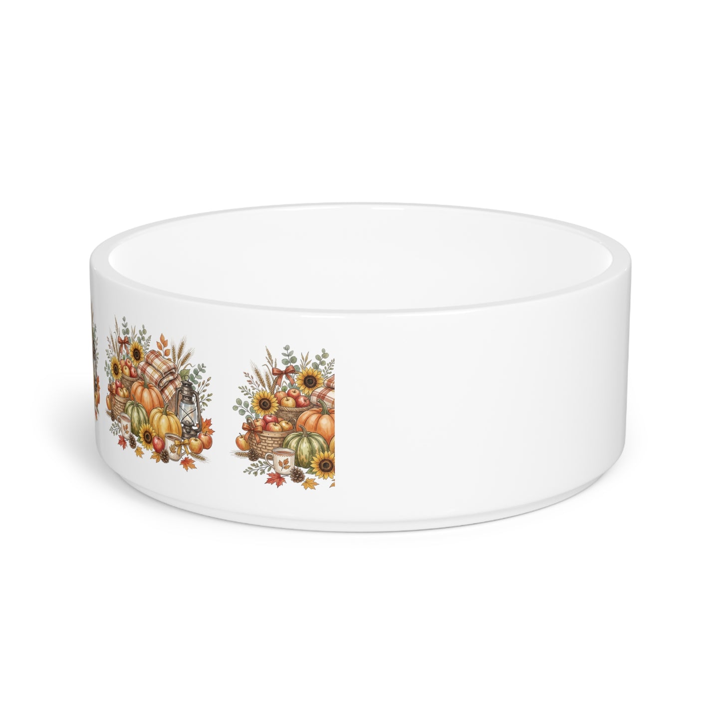 Autumn Harvest Pet Bowl — Thanksgiving Pumpkin & Sunflower Dog  Bowl