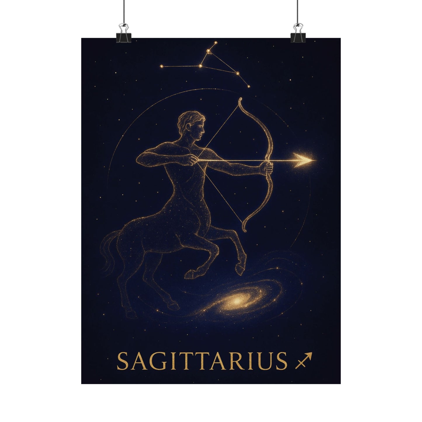 Sagittarius Zodiac Constellation Matte Poster – Golden Archer Astrology Wall Art Print (Multiple Sizes)
