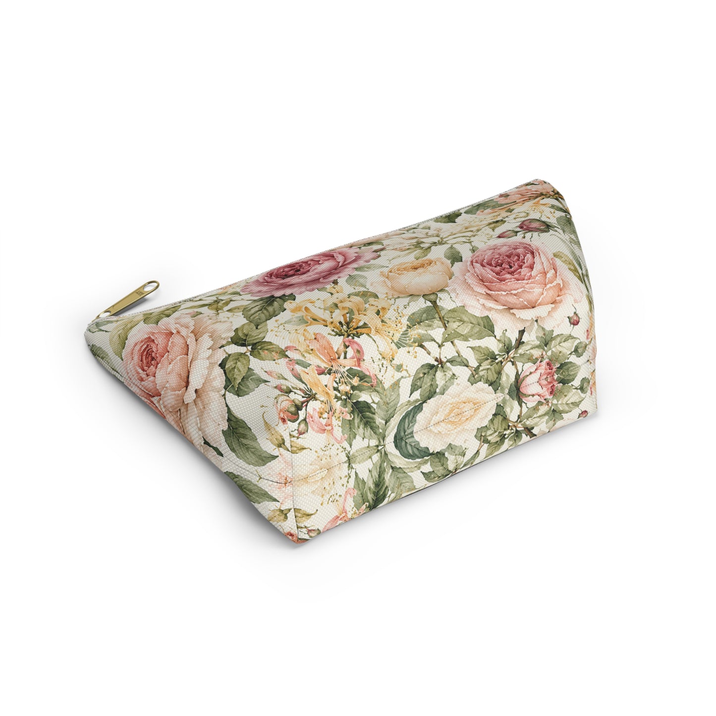 Floral Rose Accessory Pouch — Vintage Garden Makeup Bag