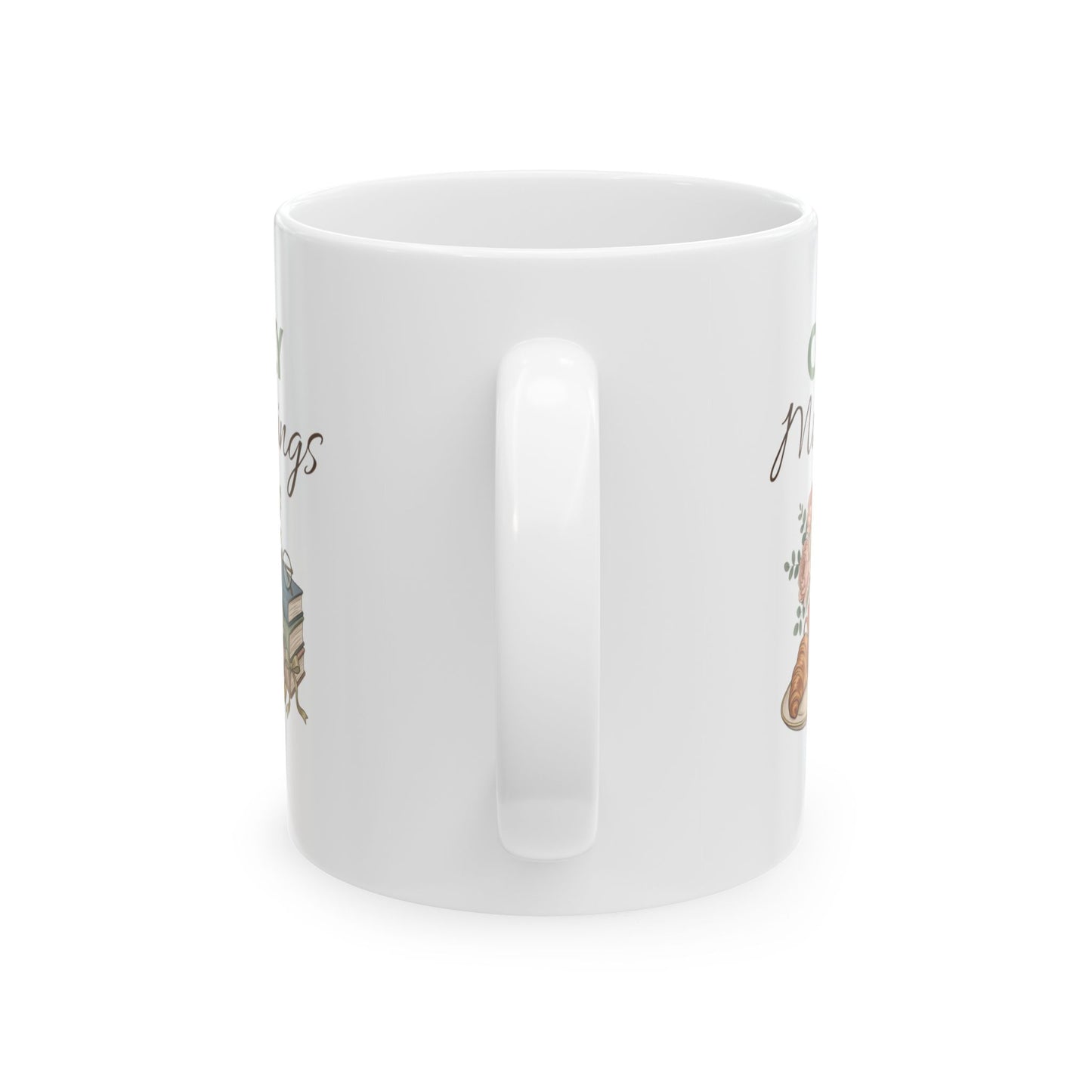 Ceramic Mug - Cozy Morning Coffee Mug with Rustic Floral Illustration