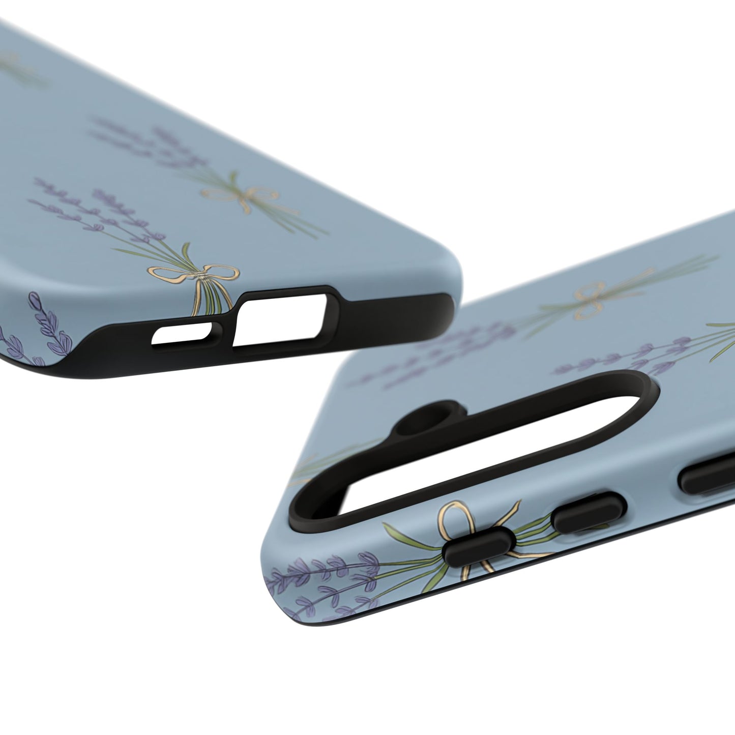Lavender Bundle Phone Case – Blue Botanical Floral Print with 3D Wrap Design