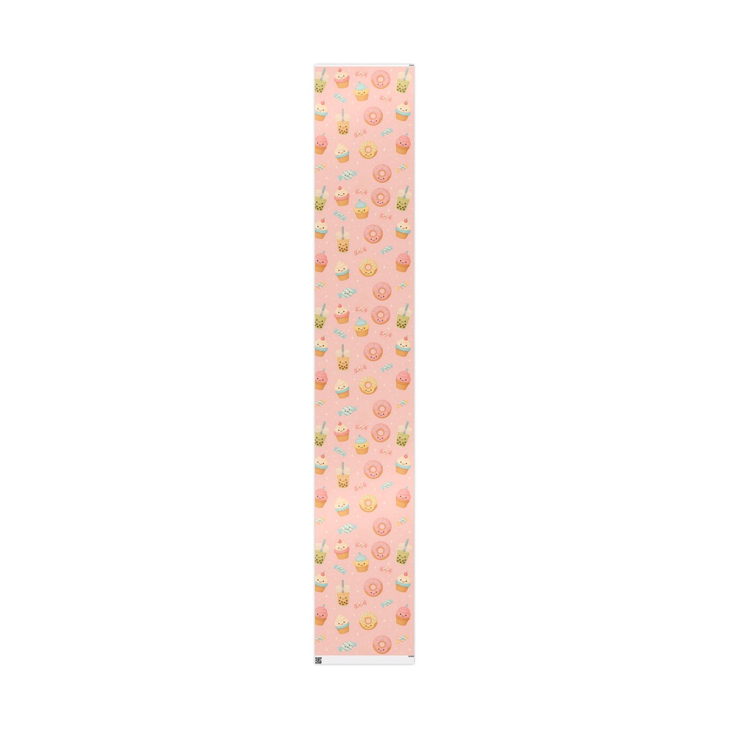 Sweet Treats Kawaii Wrapping Paper – Donuts, Boba, Cupcakes & Candy on Pink