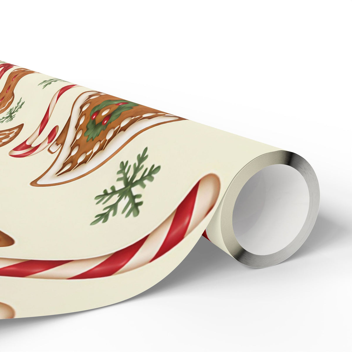 Christmas Candy Cane & Gingerbread Wrapping Paper
