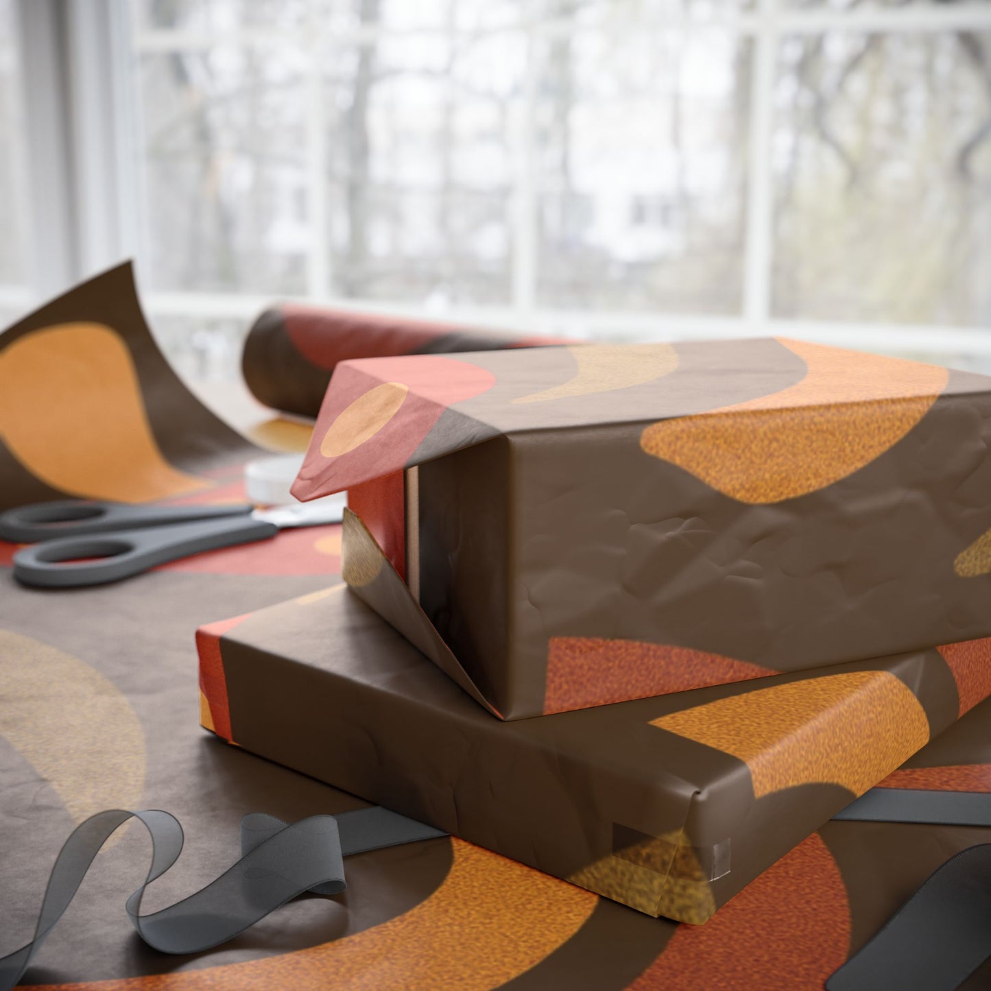 Groovy Retro Mushrooms & Flowers Wrapping Paper – 70s Style Earth Tone Gift Wrap