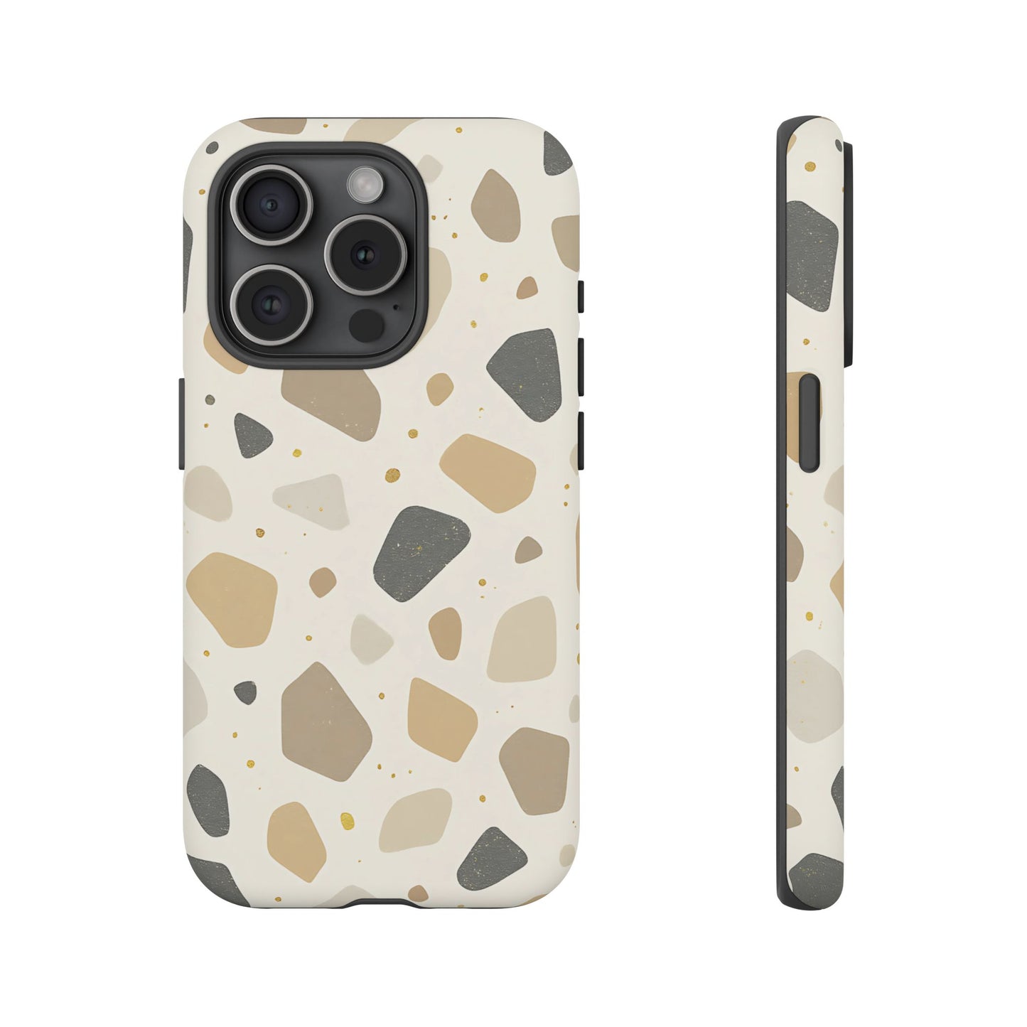 Neutral Terrazzo Pattern iPhone Case – Earthy Stone-Inspired Protective Cover