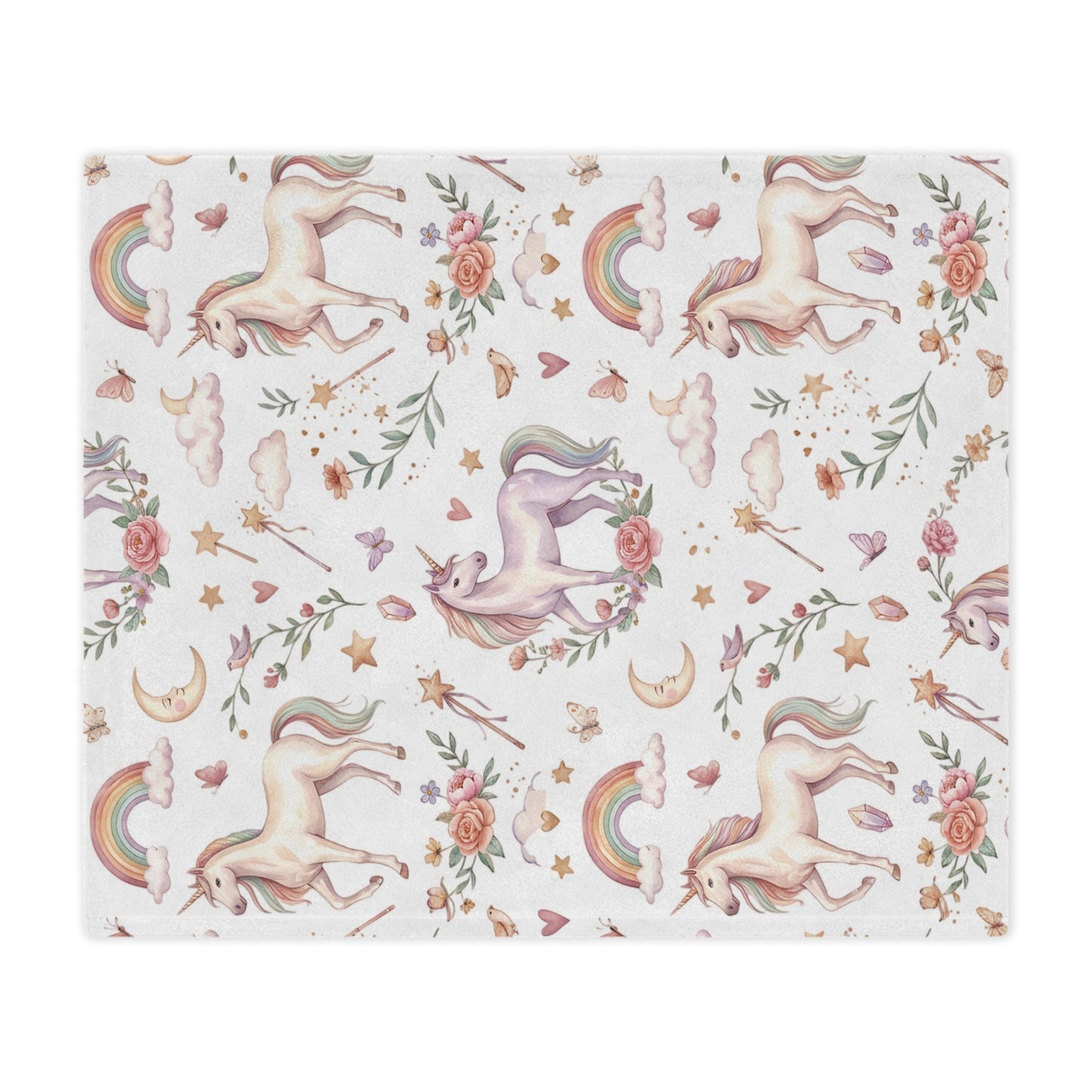 Unicorn Rainbow Minky Blanket – Soft Pastel Fantasy Throw for Kids & Nursery