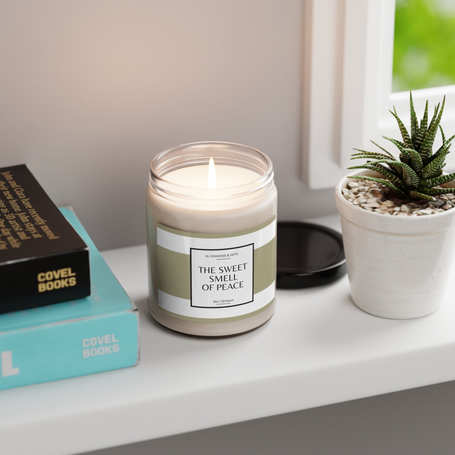 The Sweet Smell of Peace Soy Candle - Sage Green Label