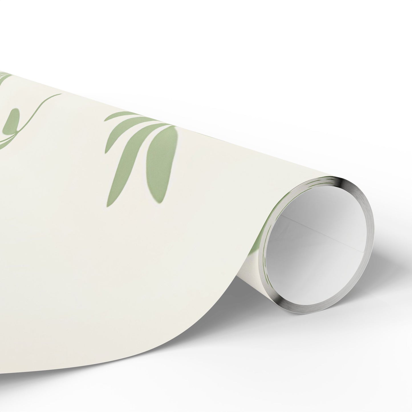 Botanical Leaf Pattern Wrapping Paper Roll — Green Foliage Gift Wrap