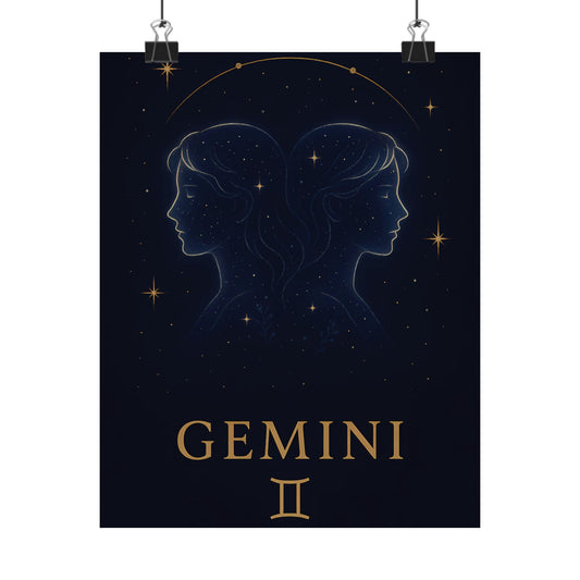 Gemini Zodiac Constellation Matte Poster – Celestial Astrology Wall Art Print (Multiple Sizes)