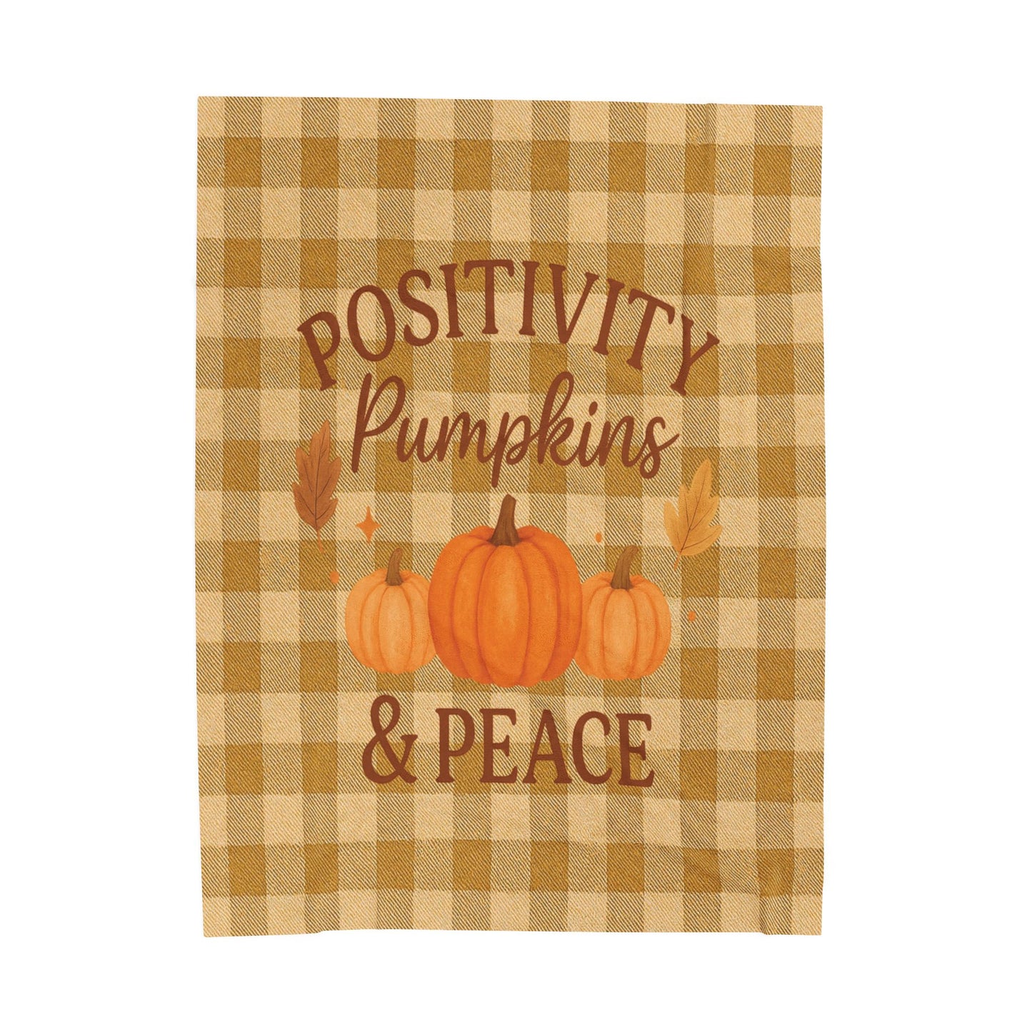 Positivity Pumpkins & Peace Velveteen Plush Throw Blanket – Autumn Cozy Farmhouse Decor