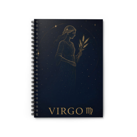Virgo Zodiac Galaxy Spiral Notebook – Celestial Astrology Writing Journal (6" x 8", 118 Pages)