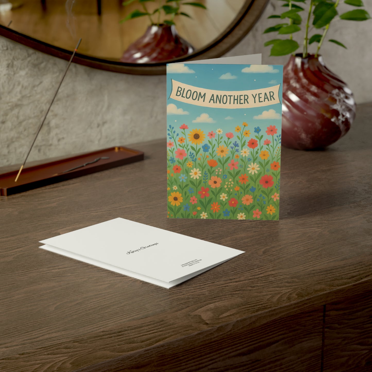 Bloom Another Year Birthday Card – Colorful Floral Greeting with Envelope