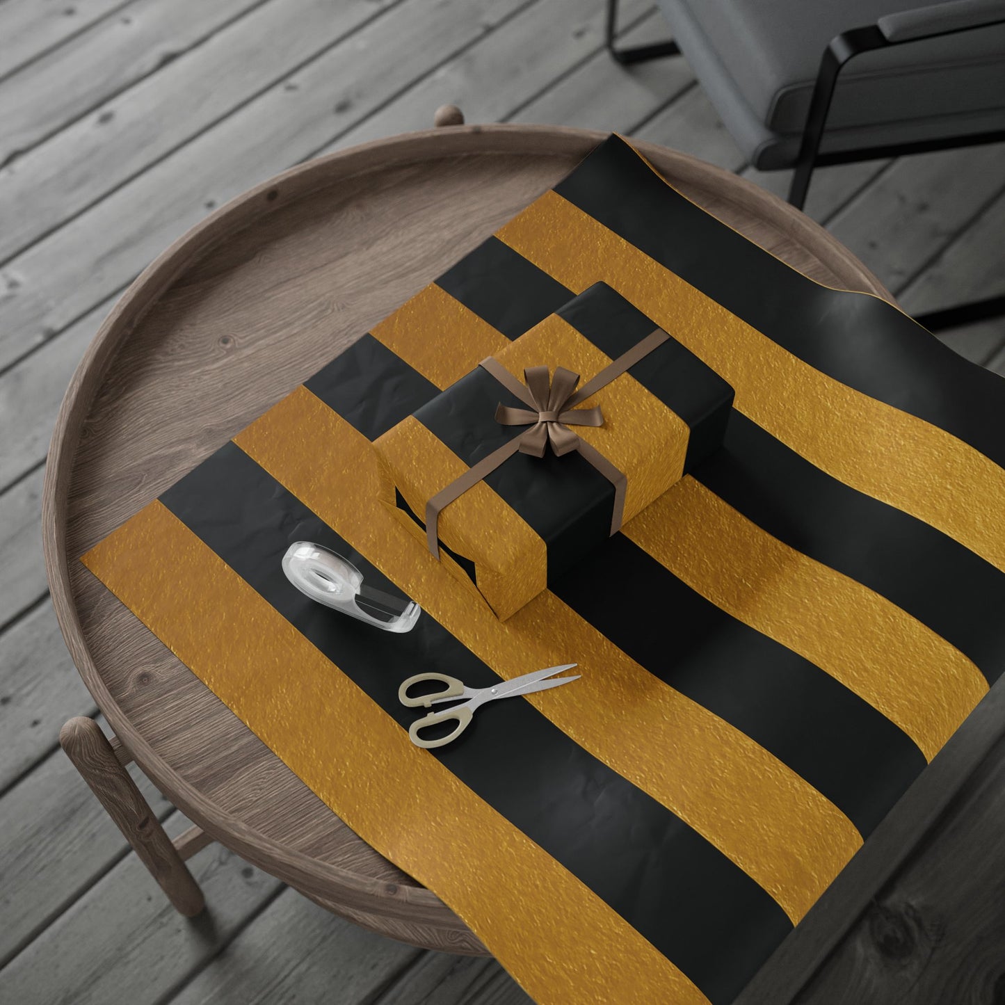 Chic Black & Gold Striped Wrapping Paper – Bold Luxury Gift Wrap