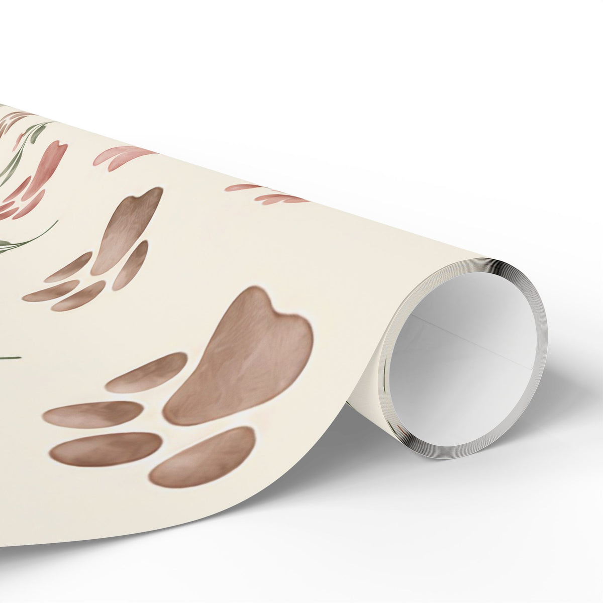 Floral Paw Print Wrapping Paper — Botanical Gift Wrap for Pet Lovers