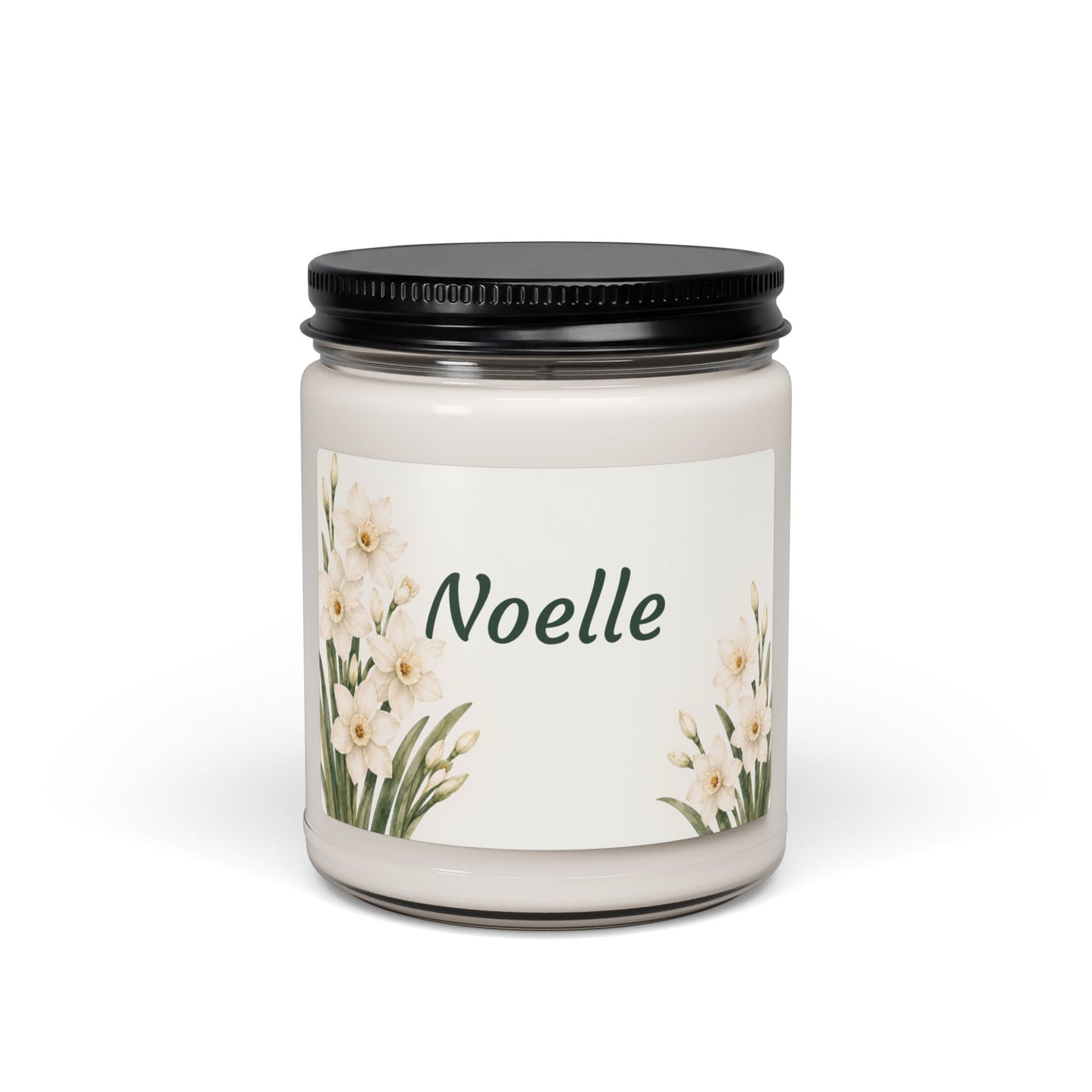 Personalized Floral Soy Candle — 'Noelle' Scented 9oz Jar