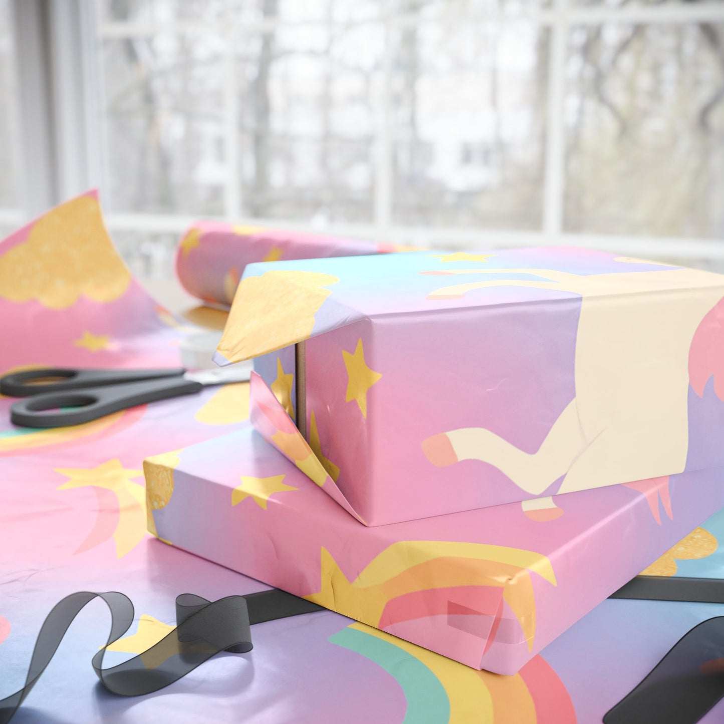 Magical Unicorn & Rainbow Wrapping Paper – Pink Pastel Fantasy Gift Wrap