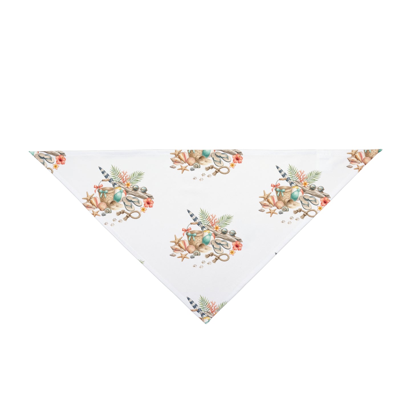 Beach Day Pet Bandana – Coastal Dog Bandana – Watercolor Seashell Pet Scarf – Summer Dog & Cat Bandana