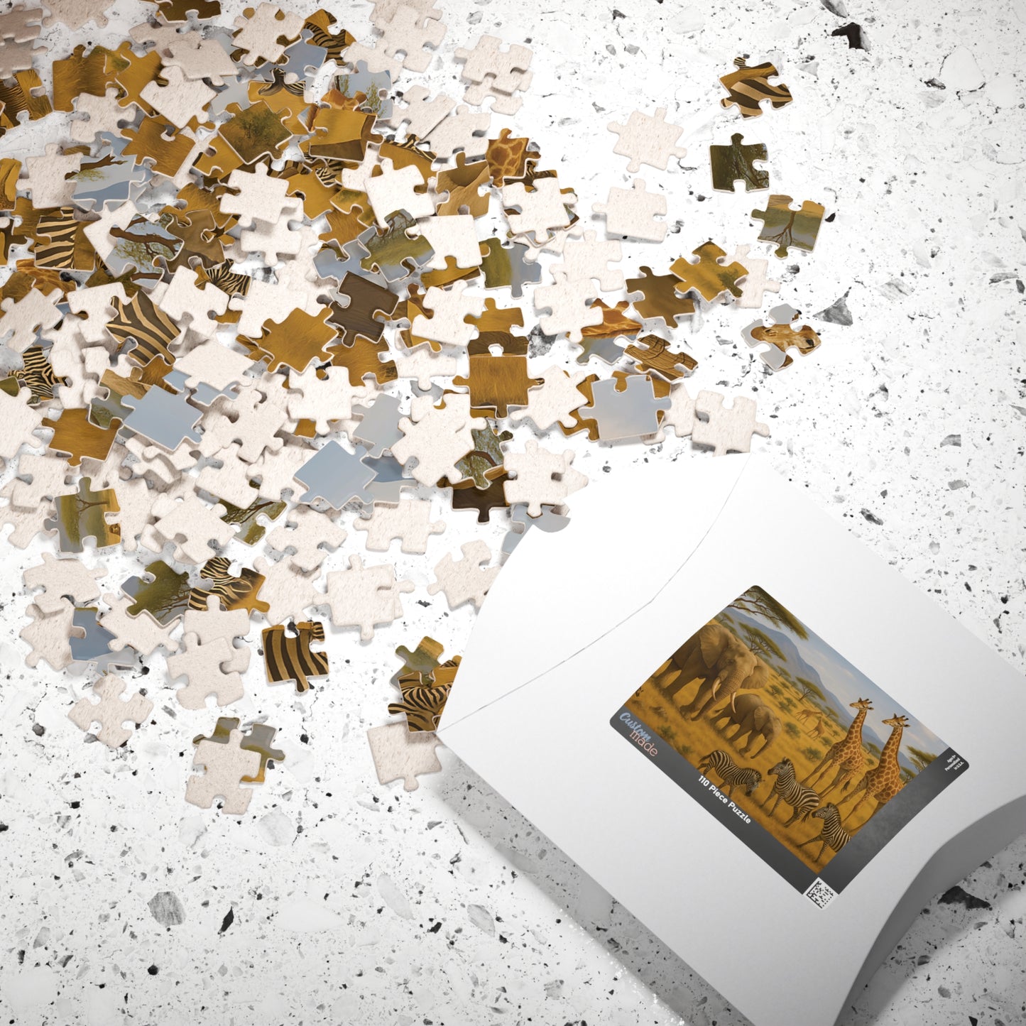 African Safari Wildlife Jigsaw Puzzle – Elephants, Giraffes & Zebras
