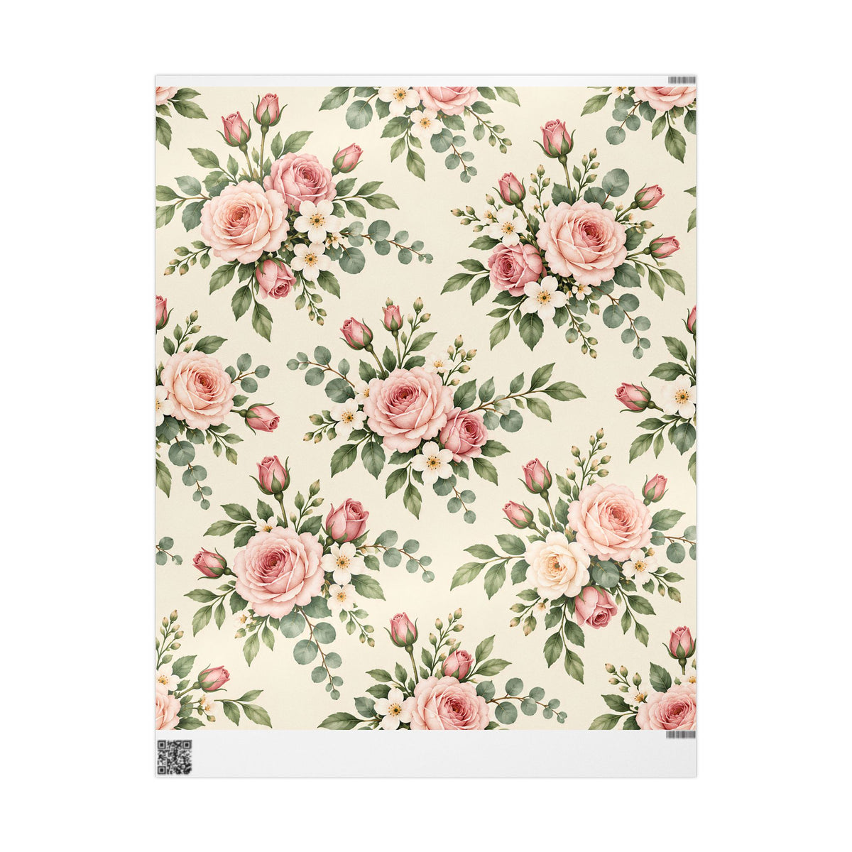 Floral Rose Wrapping Paper Roll — Vintage Pink Garden Gift Wrap
