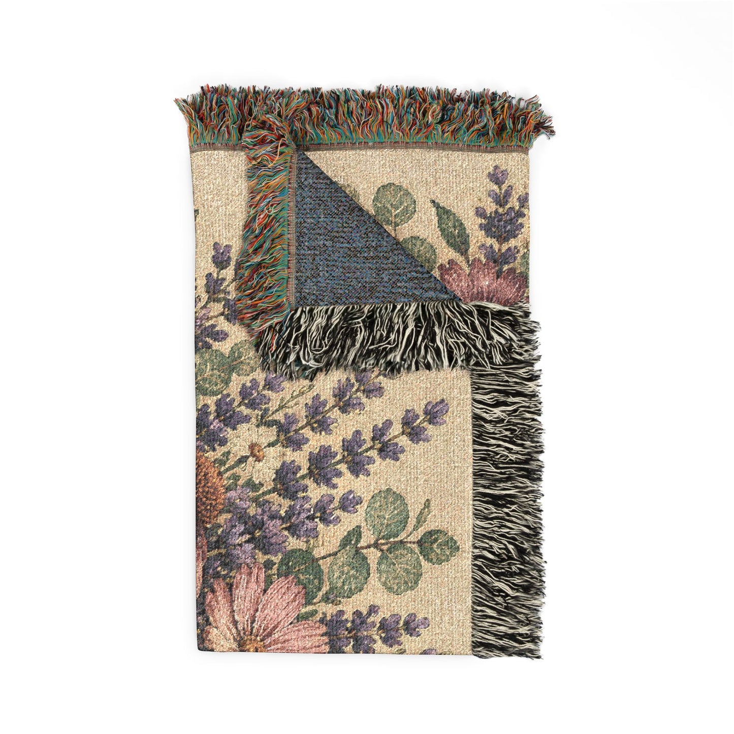 Floral Bouquet Woven Blanket — Vintage Tapestry Throw