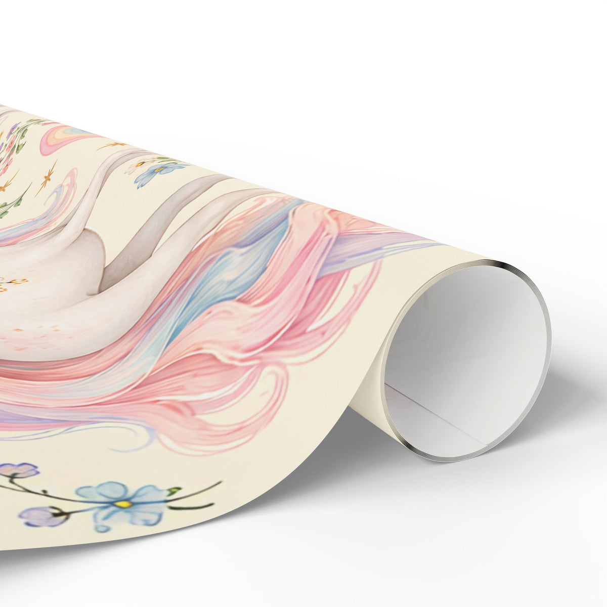 Unicorn Floral Wrapping Paper Roll — Pastel Rainbow Gift Wrap