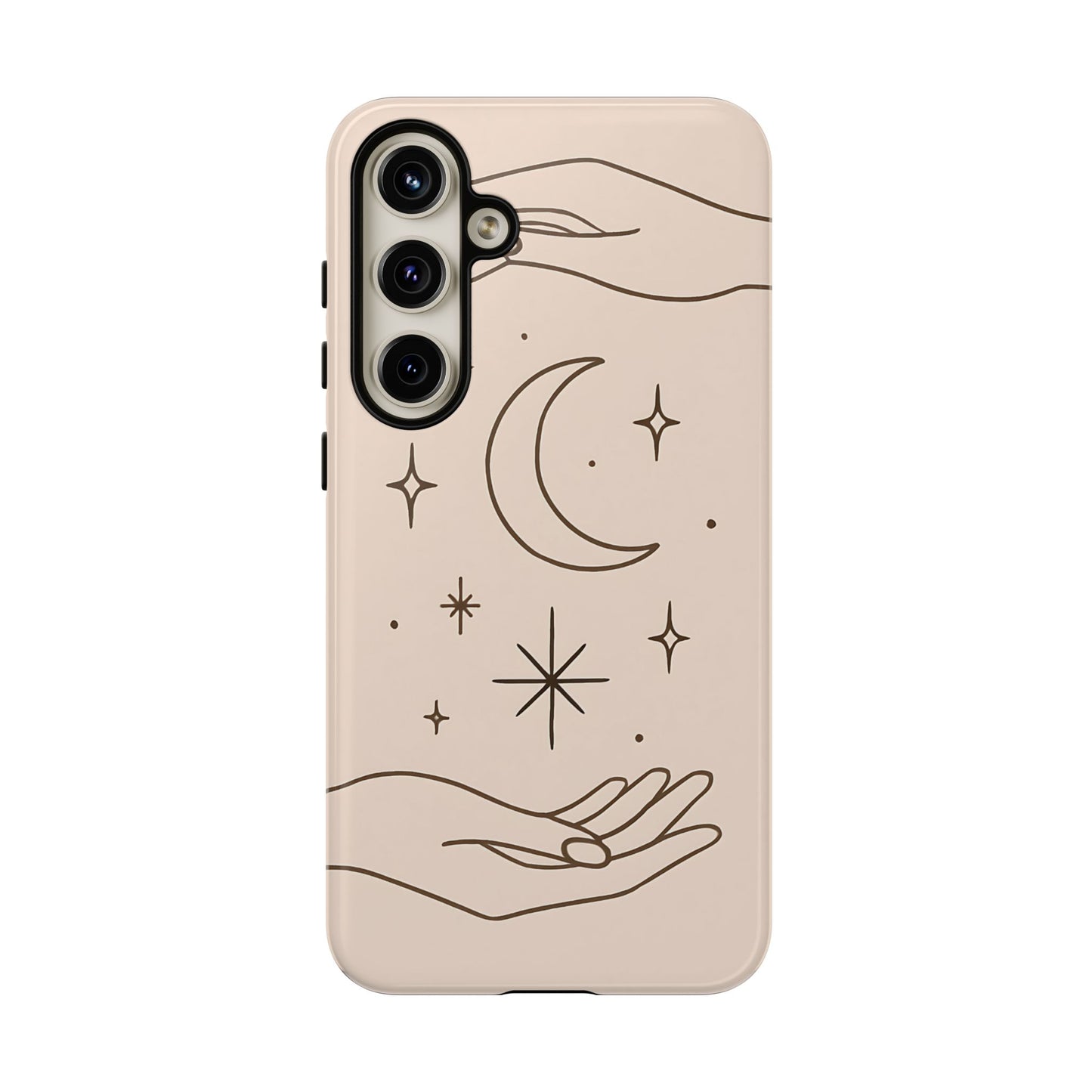 Mystic Minimalist Hands & Moon Phone Case – Celestial Line Art Design