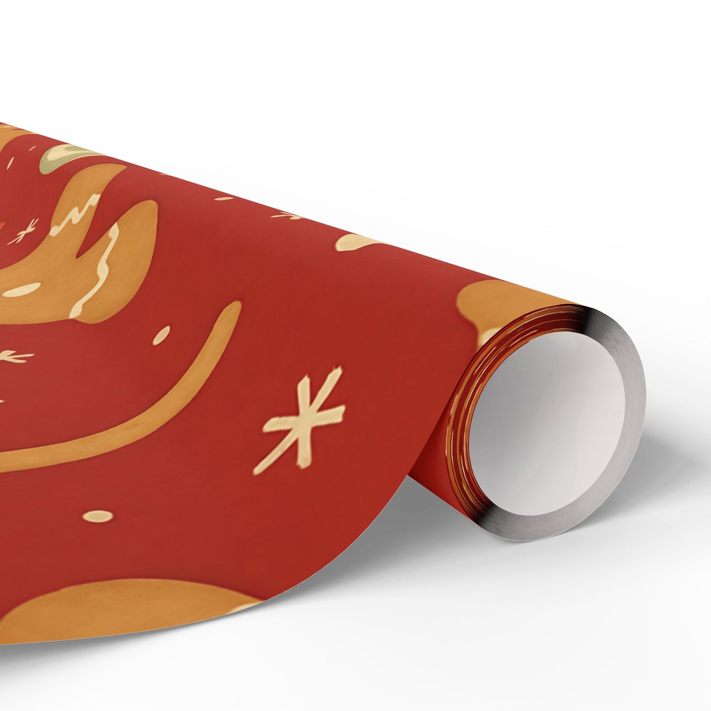 Gingerbread Christmas Wrapping Paper – Candy Canes, Gumdrops & Snowflakes on Red
