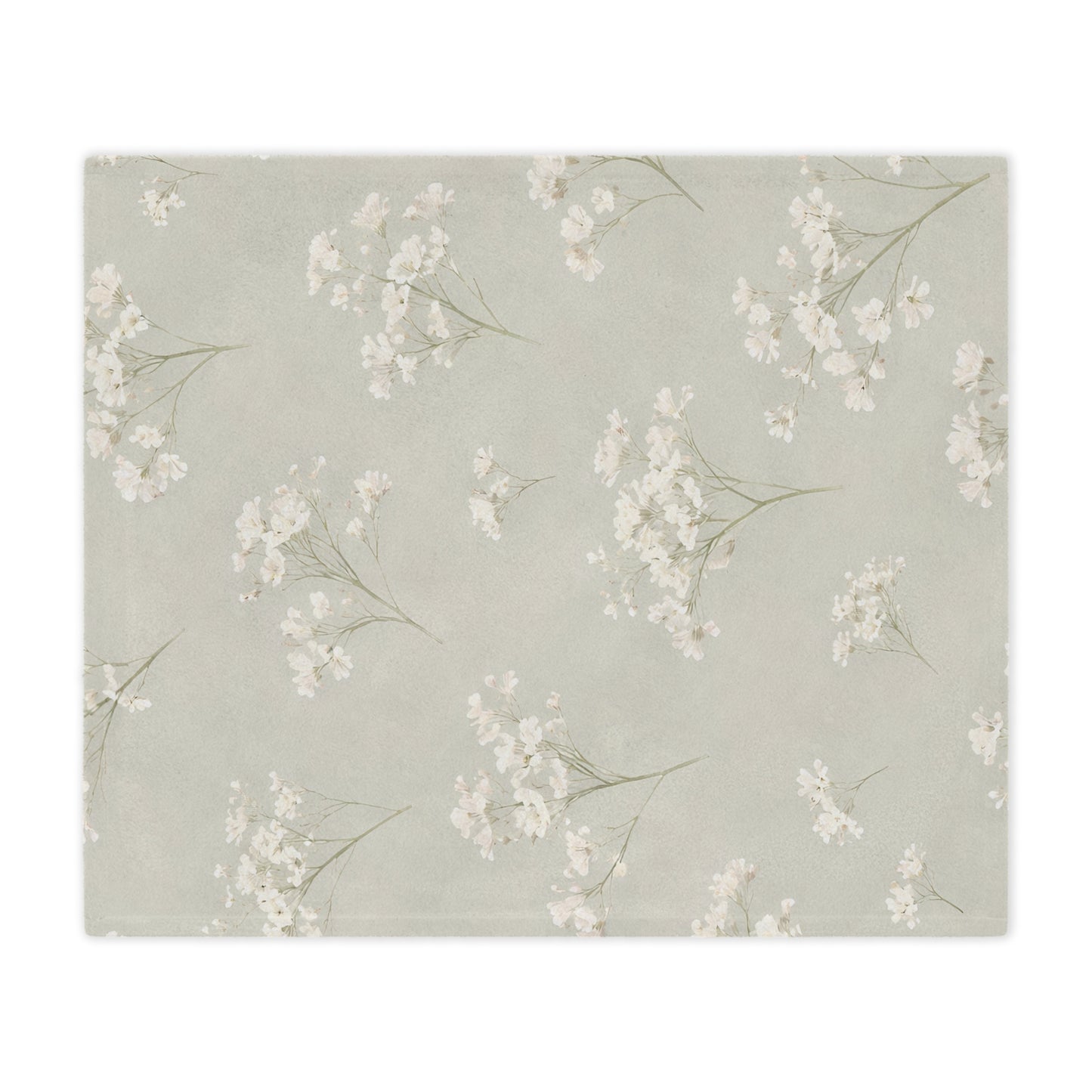 Floral Minky Blanket — Soft Neutral Baby’s Breath Throw for Nursery, Gift, & Cozy Home Decor